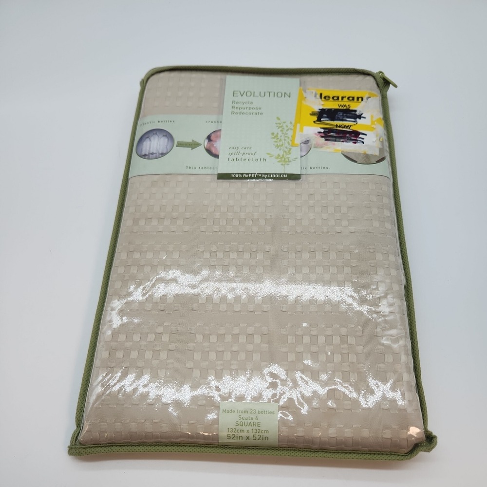 EVOLUTION EASY CARE SPILL-PROOF SQUA TABLECLOTH Tan BY LIBOLON‎  52"x52"